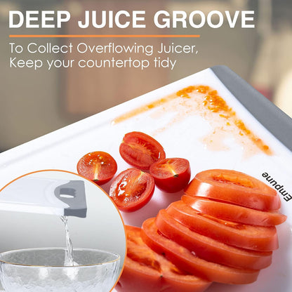 Empune Extra Large Cutting Boards, Plastic Cutting Boards for Kitchen (Set of 4) Cutting Board Set Dishwasher Safe Chopping Board with Juice Grooves Easy-Grip Handles, Black