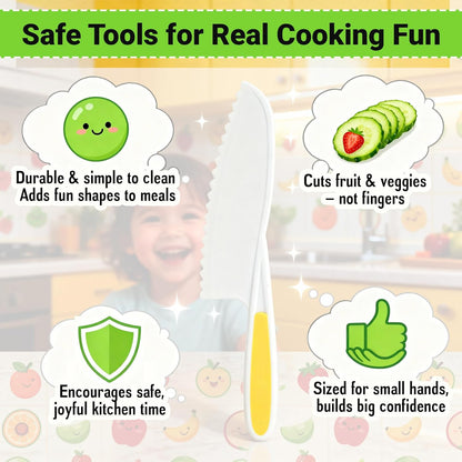 7 Pcs Kids Knife Set for Real Cooking, Toddler Cooking Set Montessori with Recipes Book, Toddler Kitchen Tools for Cooking, Kids Cooking Sets Real - Cutting Board and Knife Set
