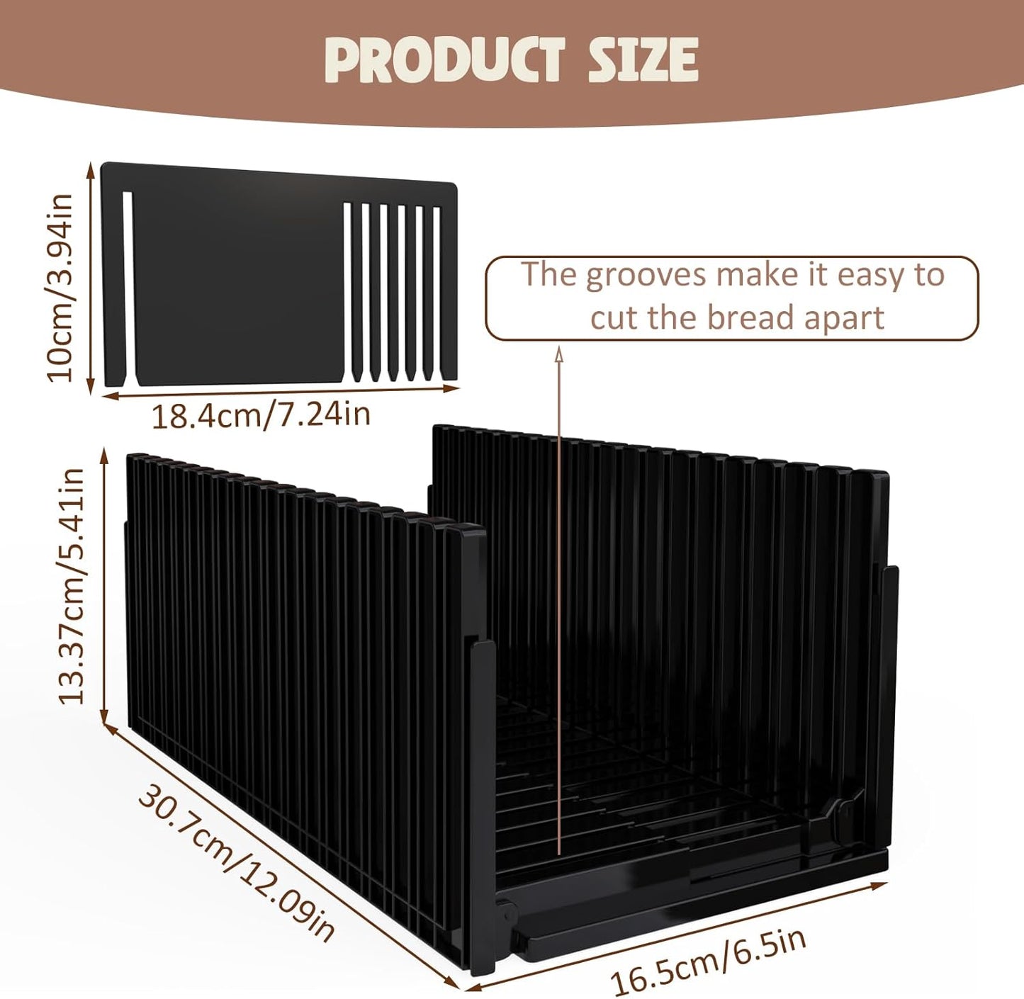 Bread Slicer for Homemade Bread,Adjustable Thickness Slicing Guide,Foldable Portable Bread Cutter Suitability for Homemade Breads,Bagel,Cakes-Kitchen Gadget,Baking Tool & Gift for Mother Father(Black)
