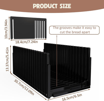 Bread Slicer for Homemade Bread,Adjustable Thickness Slicing Guide,Foldable Portable Bread Cutter Suitability for Homemade Breads,Bagel,Cakes-Kitchen Gadget,Baking Tool & Gift for Mother Father(Black)
