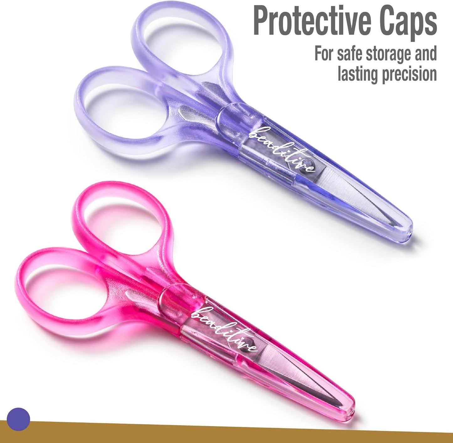 Beaditive High Precision Detail Scissors Set (2-Pc) Sharp, Fine Tips | Paper Cutting, Scrapbooking, Sewing, Crafting | Stainless Steel | Protective Cover (Pastel)