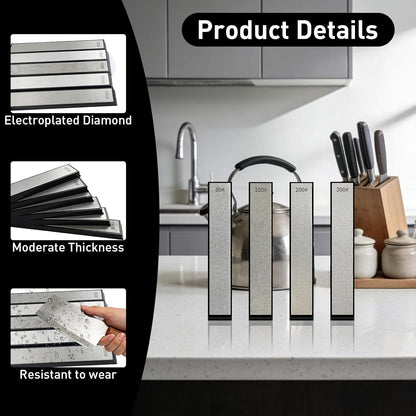 12 PCS Diamond Sharpening Stones,Knife Sharpener with Nonslip Base,Professiona Diamond Knife Set for Kitchen,80/150/200/300/400/500/600/800/1000/1500/2000/3000 Grit Whetstone