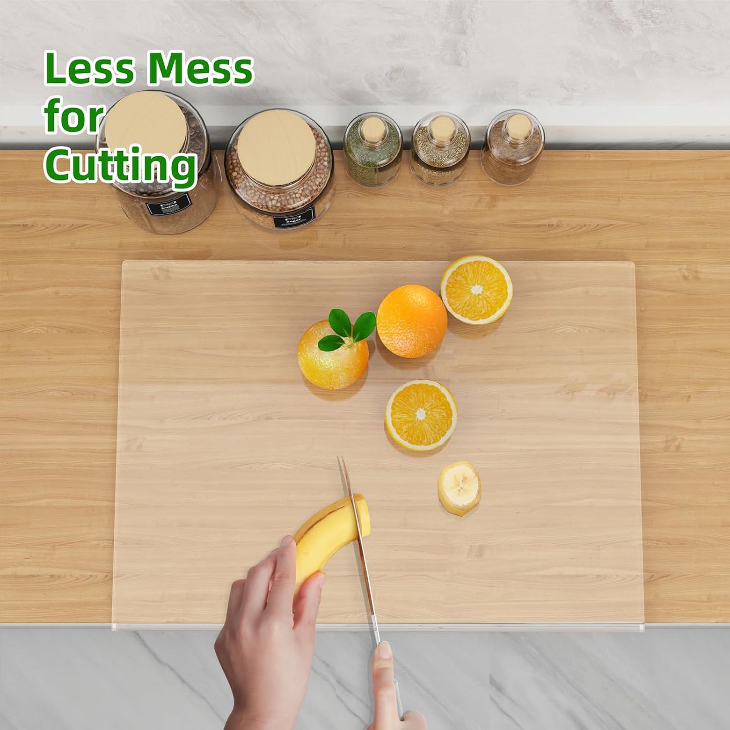 SWSKR Acrylic Cutting Board with Counter Lip,17.5"x13.5" Clear Cutting Board for Kitchen Countertop,Non-Slip,60% Thicker,Perfect for Bread,Meat,Veggies & More,Great Kitchen Essential Gadgets & Decor