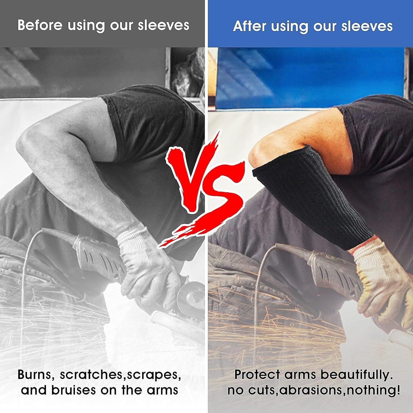 Aster 2Pairs Arm Protection Sleeves Cut Resistant Sleeves Level 5 Protective Arm Sleeves Heat Resistant Sleeves Protectors for Thin Skin Bruising Men Women