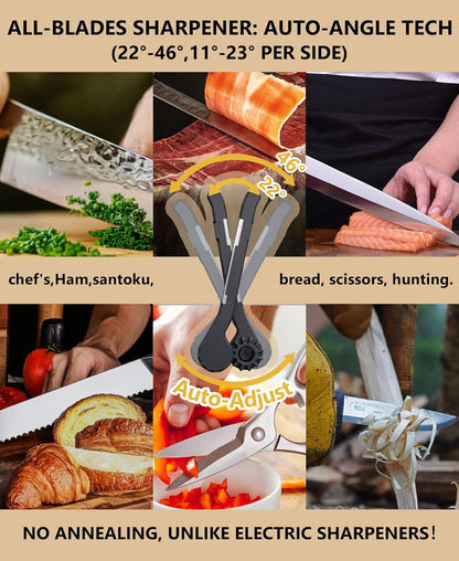 USELUCK Professional Adjustable Angle Knife Sharpener, Adaptive Auto-Adjust Tech, Pro Edge in Seconds, Blade Safe Protection, All Blades Compatible, Installation-Free for Home Chef & Outdoor Use