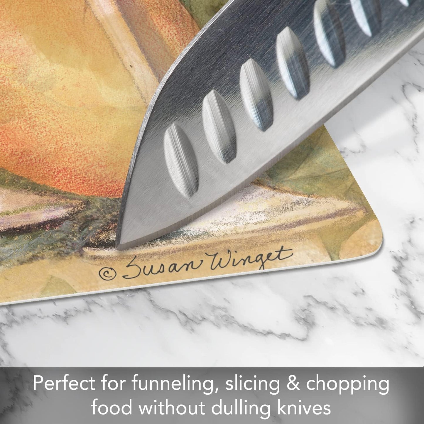Cut N' Funnel Wine Country Designer Flexible Plastic Cutting Board Mat. Made in the USA, Decorative, Flexible, Easy to Clean