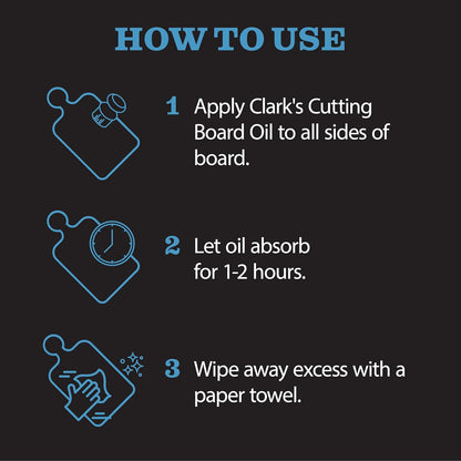 CLARK'S Food Grade Mineral Oil (12oz) and Carnauba Wax (6oz) Set - 100% Natural Butcher Block Oil and Cutting Board Wax - Food Safe Beeswax and Wood Cutting Board Oil with Orange & Lemon Extract