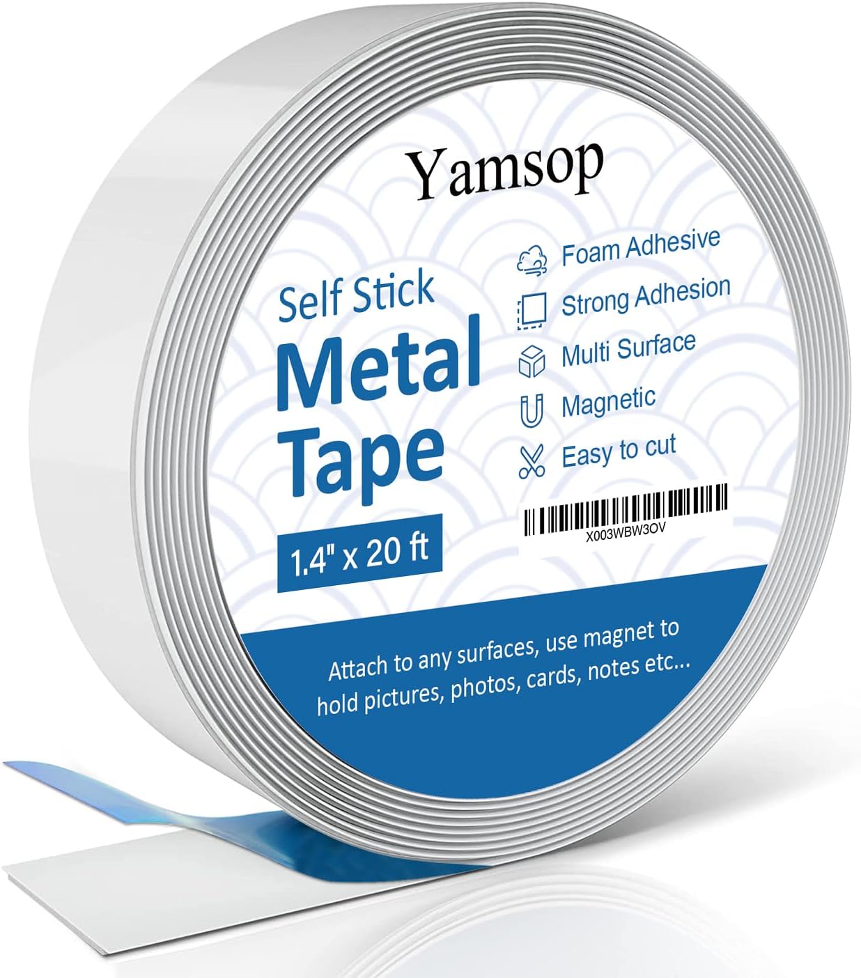 Adhesive Metal Strips for Magnets (1.4" x 10 ft), Metal Tape Self Adhesive for Magnets, Ferrous Tape Metal Tape Self Adhesive