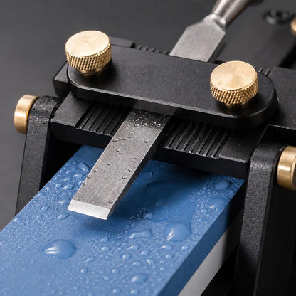Chisel Sharpening Jig with Fixed Angle Sharpening System,Anodized Aluminum Honing Guide & Dual-Sided Whetstones (1000/6000 Grit) for Woodworking Tools, Planer Blades and Carving Knives