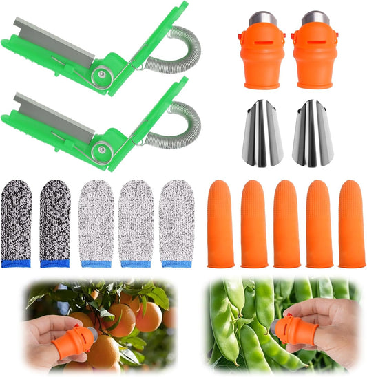 16 Pcs Gardening Thumb Knife Set, Silicone Finger Protector for Fruits Thumb Blade, Gardening Silicone Thumb Knife Harvesting Tool for Harvesting and Deadheading, Present for Gardeners(Orange)