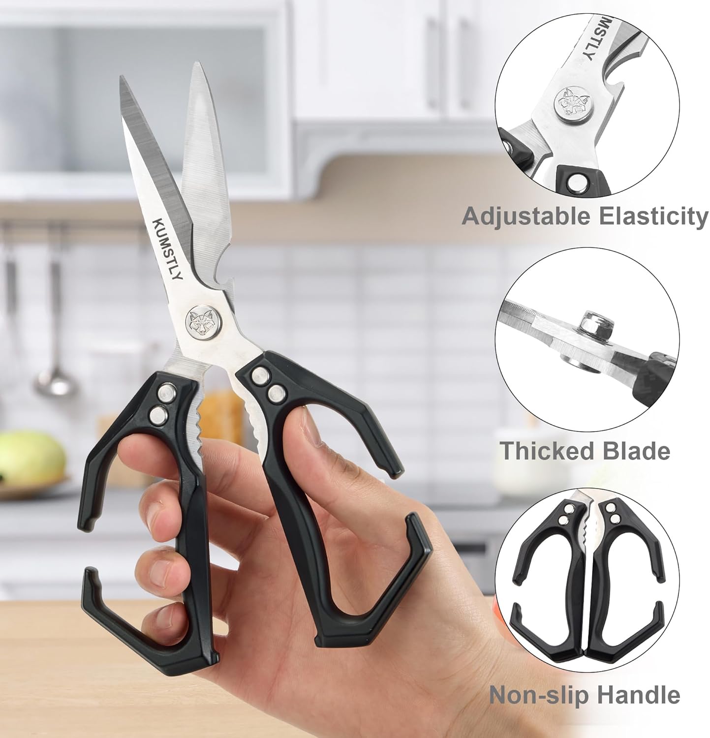 Kitchen Scissors All Purpose Kitchen Shears Heavy Duty for Cutting Chicken, Turkey, Meat, Bones, Vegetables Stainless Steel Spatchcock Shears Multipurpose Food Scissors