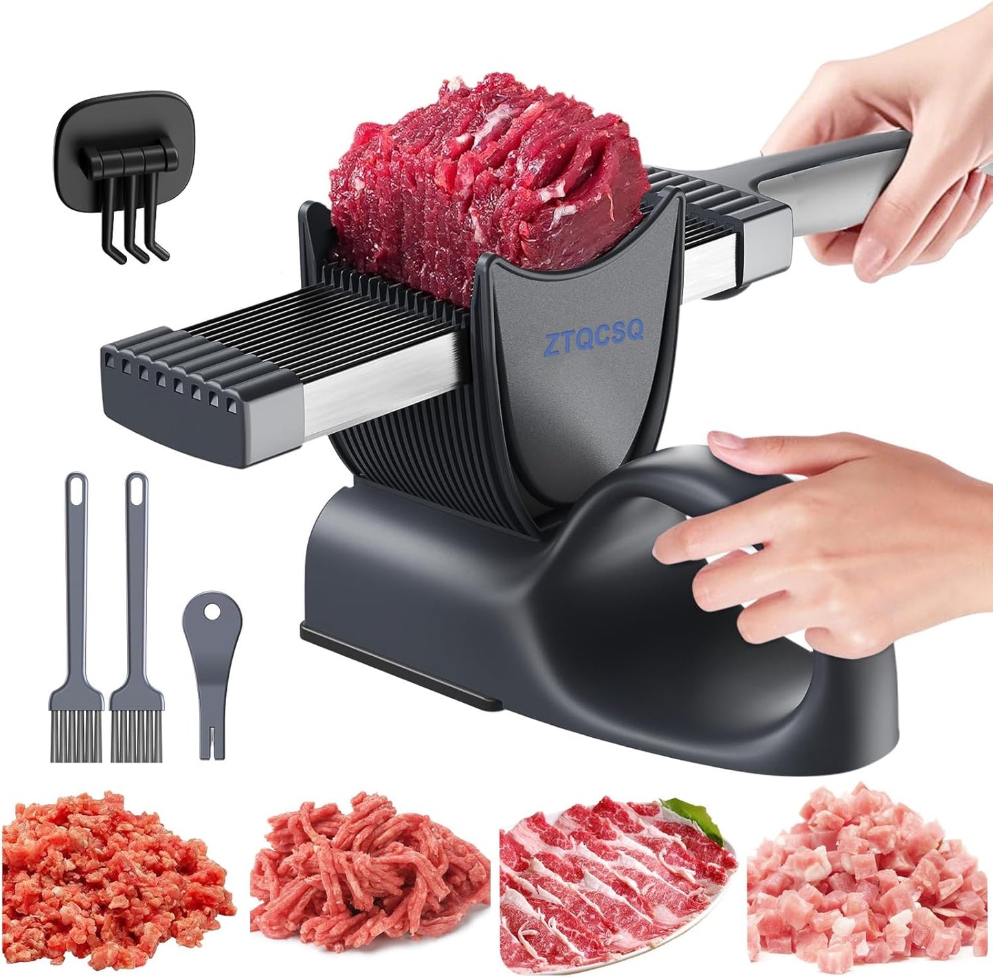 Fresh Meat Slicer Cleaver, Thickness Adjustable 2 or 4 mm, Manual Fresh Meat Cutter, Fresh Meat Slicing Shredding, Fresh Beef Pork Mutton for Home Cooking BBQ Hot Pot Meat Slicer, Meat Cleavers