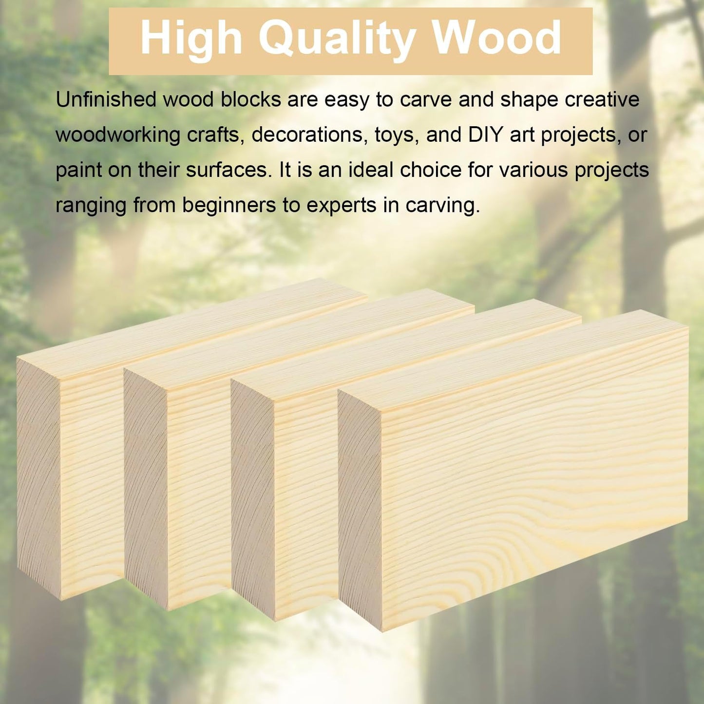 4 Pcs Unfinished Pine Wood Blocks, 3x10x1 Inch Wooden Block, Wood Carving Blocks for Crafting Home Crafts DIY Supplies Carving Crafting