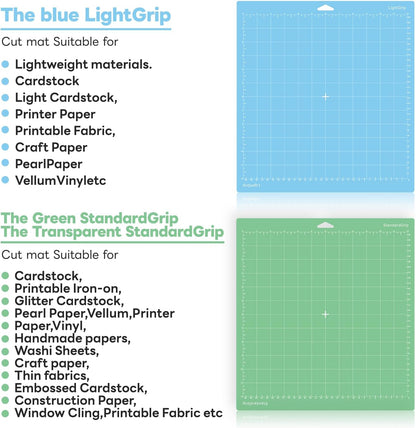 Cutting Mat for Cricut,12x12 inch 4 Pack Variety Cutting Mats LightGrip,Replacement Accessories for Cricut Maker 3/Maker/Explore 3/Air 2/Air/One
