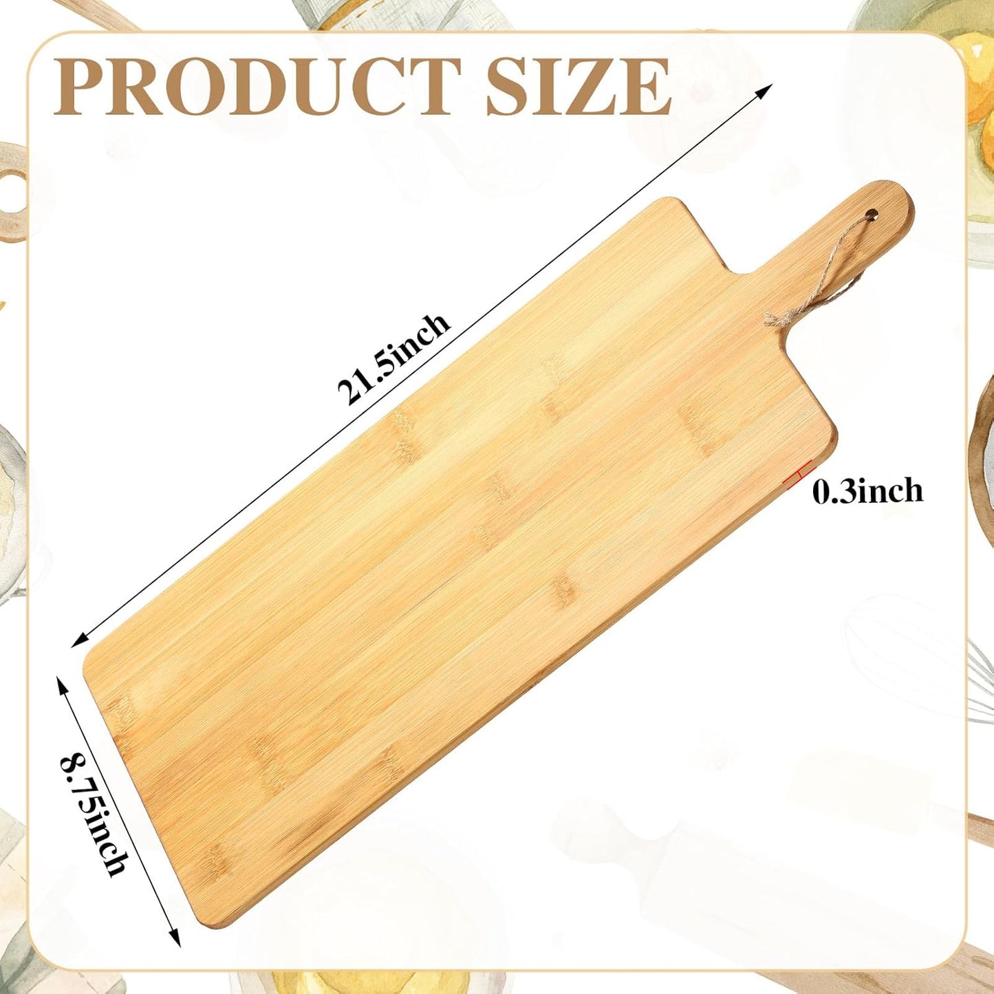 Patelai 12 Packs Wooden Cutting Board Set with Handles Large Kitchen Serving Plain Chopping Board Bulk Gifts for Mom for Vegetables Meat Pizza Cheese Fruit Bread(Acacia Wood,15 x 7 Inch)