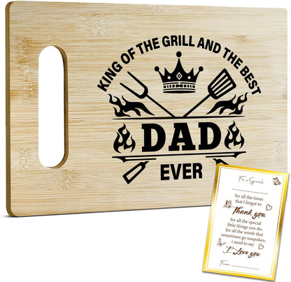 Best Dad Ever Bamboo Cutting Board, Grilling Gift For Men, Funny Charcuterie Boards for Home Kitchen Decor, Father's Day Birthday Gifts for Dad from Daughter Son -047