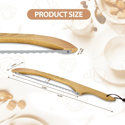 HOTTOR Sourdough Bread Knife for Slicing, Wooden Bread Slicer Bow Saw Cutter for Homemade Easy Cutting,Sourdough Knives Baking Supplies (Natural Wood)
