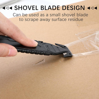 Therwen 30 Pcs Safety Box Cutter Knife of Stainless Steel Concealed Blade Package Opener with Tape Splitter for Carton Cardboard Wrap Letter Work Bag Straps Film Utility Tool (Black)