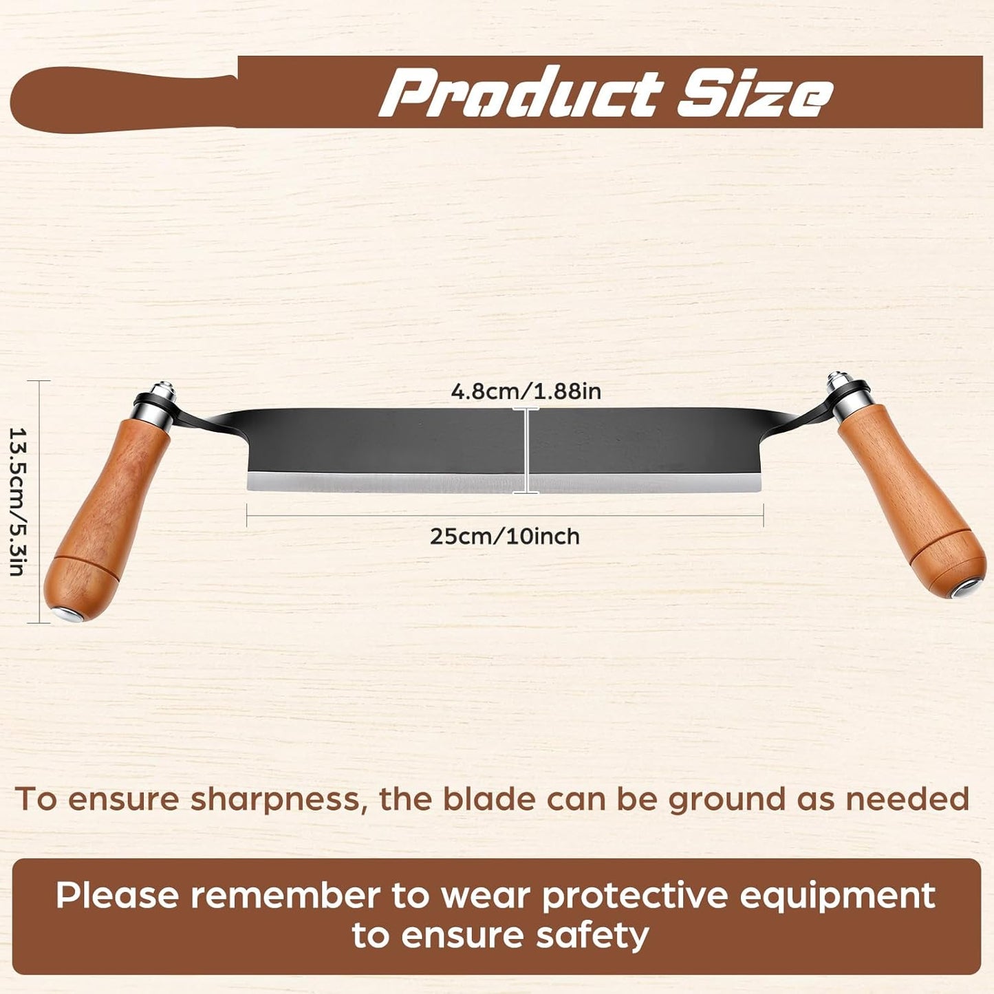 10 Inches Draw Knife Debarking Tool for Woodworking, Straight Draw Shave Knife Wood Carving Hand Tool for Tree Bending Broach Peeling, Whittling, Shaping, Detailing, Stripping