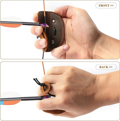 Ringsun Leather Archery Finger Tabs,Handmade Archery Finger Guard for Shooting Practice Gear, Recurve Bow Fingers Tab