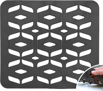S&T INC. Kitchen Sink Mat, Cut to Fit Drain Hole, Raised Design for Water Flow, Dark Grey, 12.8 Inches x 11.3 Inches