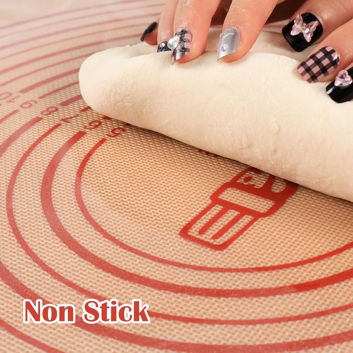 Non-slip Silicone Pastry Mat Extra Large with Measurements 28''By 20'' for Silicone Baking Mat, Counter, Dough Rolling, Oven Liner,Fondant/Pie Crust By Folksy Super Kitchen Red