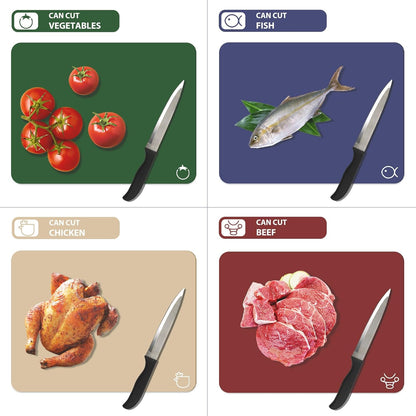 WK Flexible Plastic Cutting Boards Mats for Kitchen, Flexible Non Slip Cutting Mat, Thin Cutting Sheets, BPA Free, Dishwasher Safe, Multi Sizes