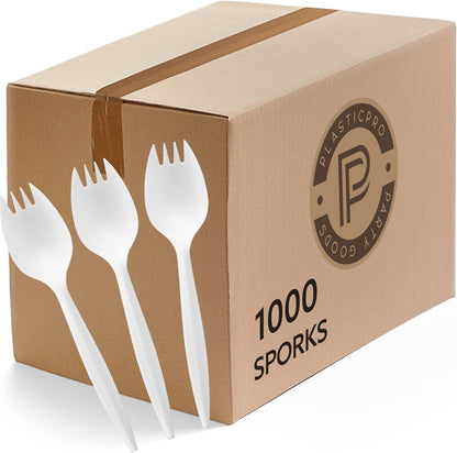 PLASTICPRO Cutlery Plastic Knives Medium Weight Disposable Silverware White (1000 Count)