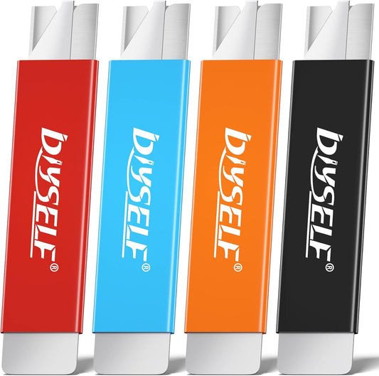 DIYSELF Box Cutters, 12 Pack Box Cutter Retractable, Box Cutters Knife with Single Edge Razor Blade, Utility Knife All Metal Shell, Letter Opener for Packages, Boxes, and Paper