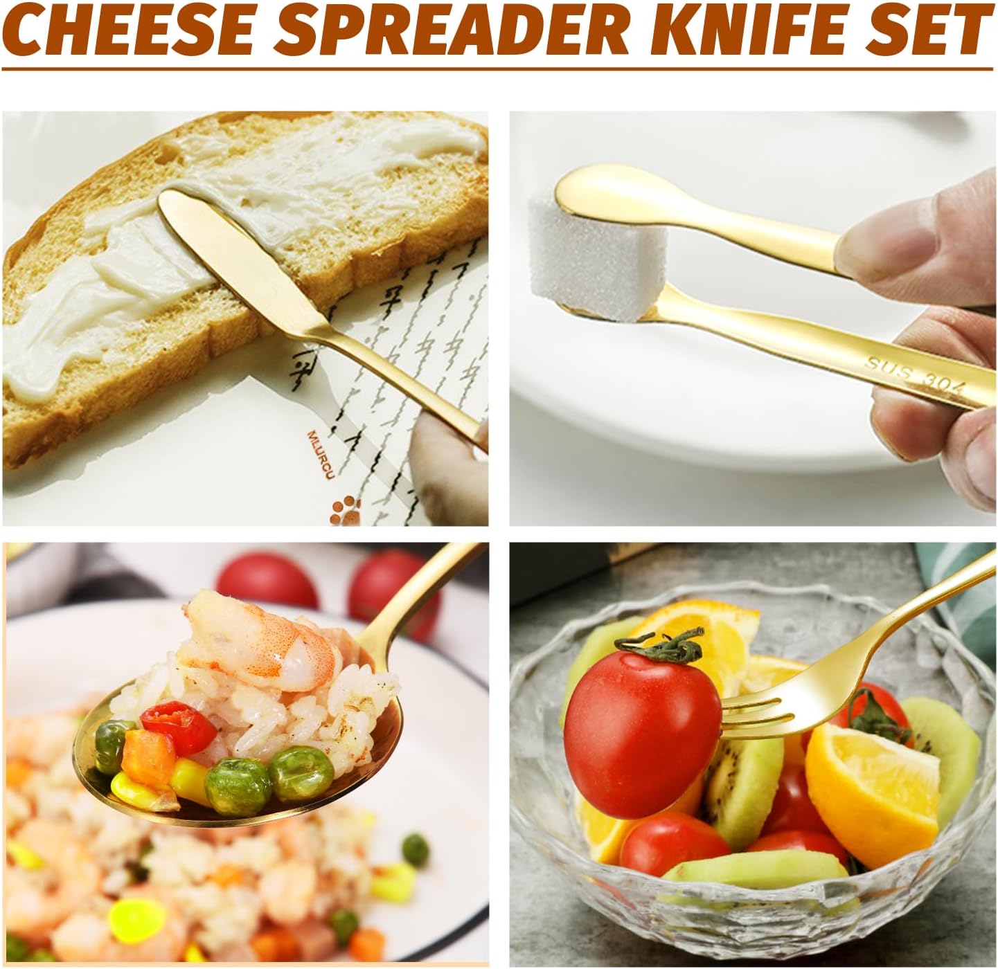 Cheese Butter Spreader Knife Set Charcuterie Accessories Charcuterie Boards Accessories Charcuterie Utensils Stainless Steel Spreader Knives Small Serving Tongs Mini Forks and Spoons for Pastry Making