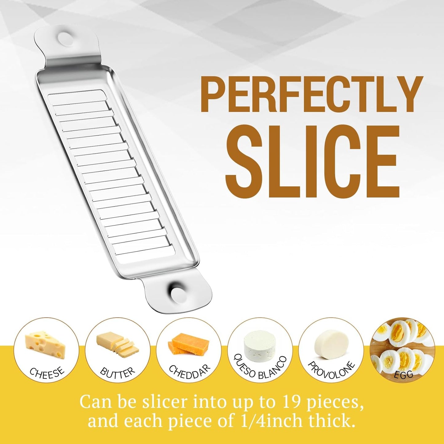 ENLOY Stainless Steel Butter & Cheese Slicer - Multipurpose Food Cutter With Ergonomic Handle for Block Cheese - 1/4 Inch Slices on Average - Dishwasher Safe