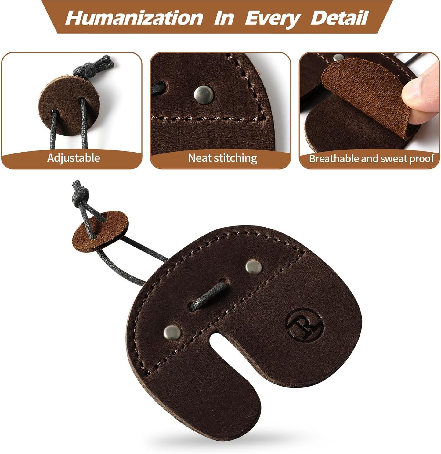 Ringsun Leather Archery Finger Tabs,Handmade Archery Finger Guard for Shooting Practice Gear, Recurve Bow Fingers Tab