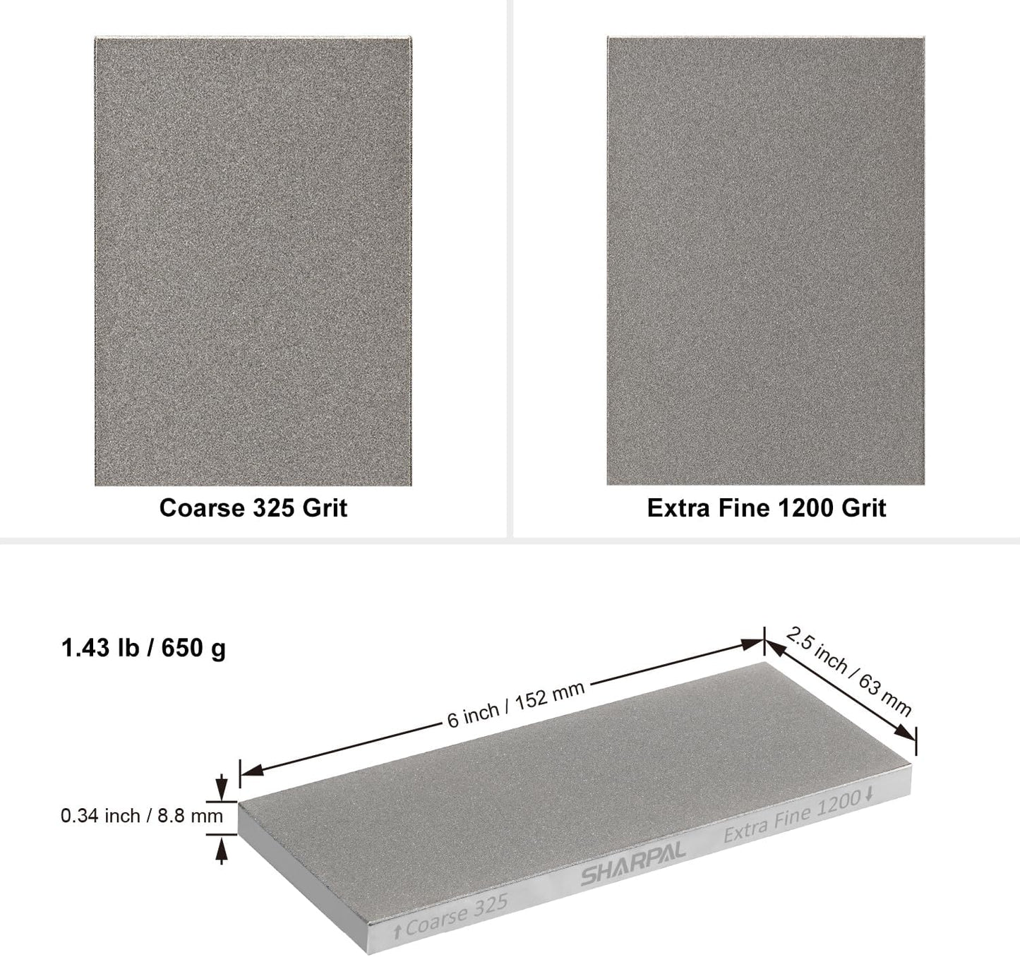 SHARPAL 162N Double-sided Diamond Sharpening Stone Whetstone Knife Sharpener |Coarse 325 / Extra Fine 1200 Grit | Storage Case with NonSlip Base & Angle Guide (8 in. x 3 in.) Fathers Day Gift