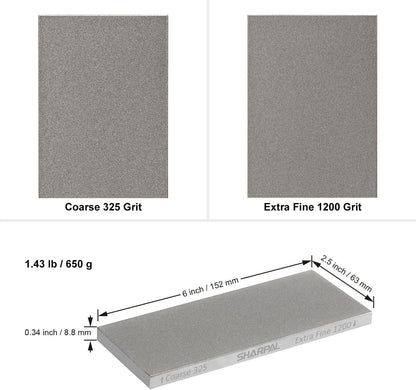 SHARPAL 162N Double-sided Diamond Sharpening Stone Whetstone Knife Sharpener |Coarse 325 / Extra Fine 1200 Grit | Storage Case with NonSlip Base & Angle Guide (8 in. x 3 in.) Fathers Day Gift