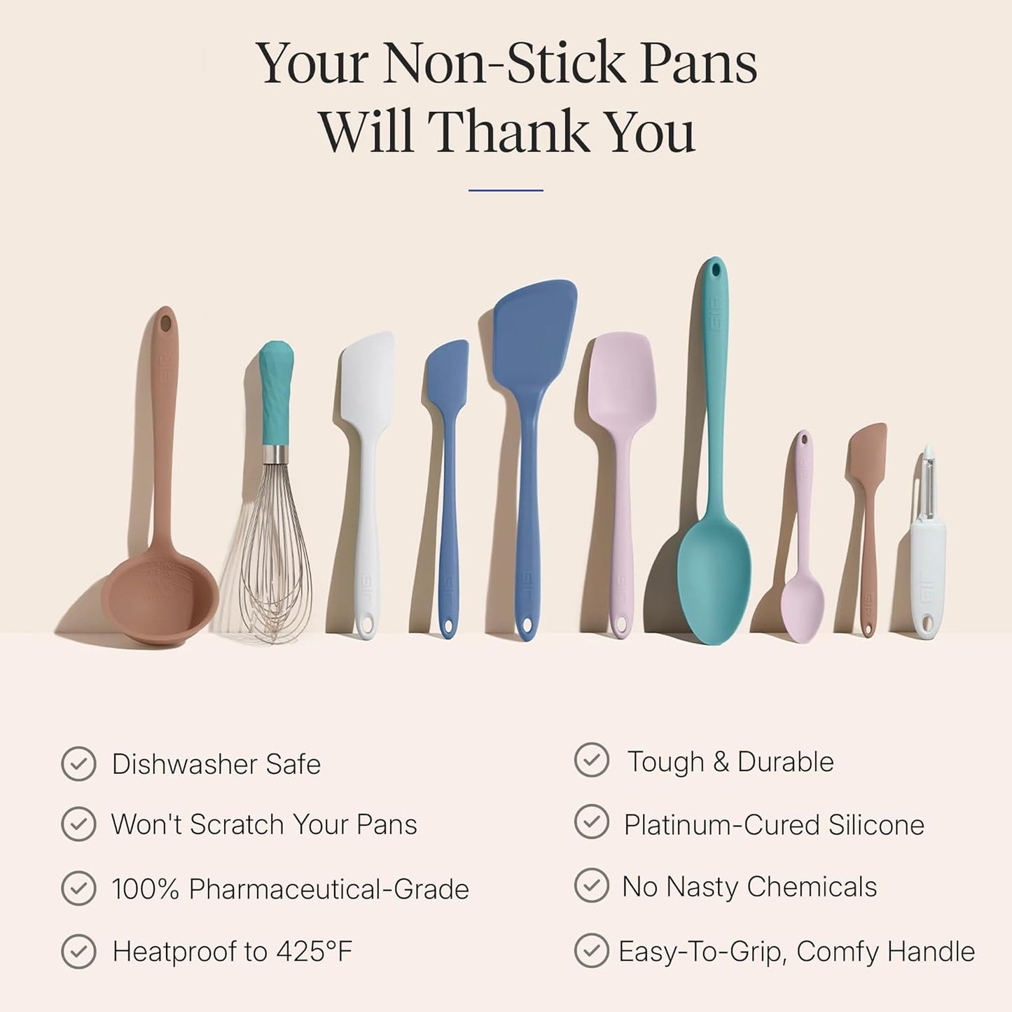 GIR: Get It Right 5 Piece Silicone Ultimate Kitchen Utensils Set - Ladle, Spatula, Flip, Spoon & Spoonula - Non-Toxic Cooking Utensils for Nonstick Cookware, Cooking and Baking - Red