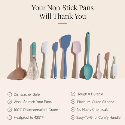 GIR: Get It Right 5 Piece Silicone Ultimate Kitchen Utensils Set - Ladle, Spatula, Flip, Spoon & Spoonula - Non-Toxic Cooking Utensils for Nonstick Cookware, Cooking and Baking - Red