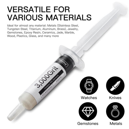 8 Pack Diamond Polishing Compound Genuine 50% Concentration Diamond Paste Kit 80,000 to 1,000 Grit Lapping Stropping Compound for Glass Watch Metal Knife Ring Jewelry Rock Resin Scratch Remover Repair