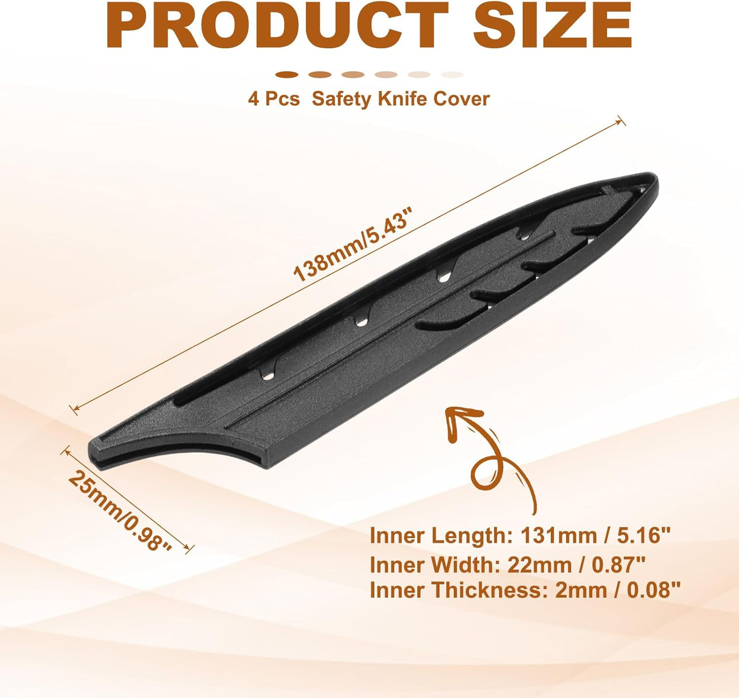 PATIKIL ABS Safety Knife Cover Sleeves for 5" Utility Knife, Universal Chopping Edge Guard Blade Protector Sheath for Kitchen Bar, Black, 13cm L, Pack of 4