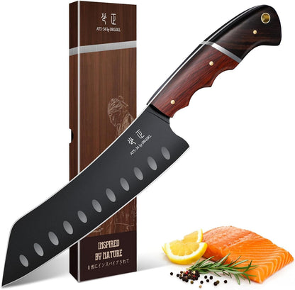 DRGSKL Boning Knife 7 inch - Brisket Trimming Knives for Meat Cutting, Black Butcher Slicing Knives with Full Tang Handle, Kitchen Fillet Knife for Birthday Dad Mom Gift