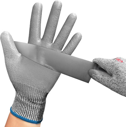 ANSI A9 Cut Resistant Gloves,Cut Resistant Work Gloves,Cut Proof Gloves Nitrile Coated For Metal Fabrication,Woodworking, Construction,Touch Screen,Large