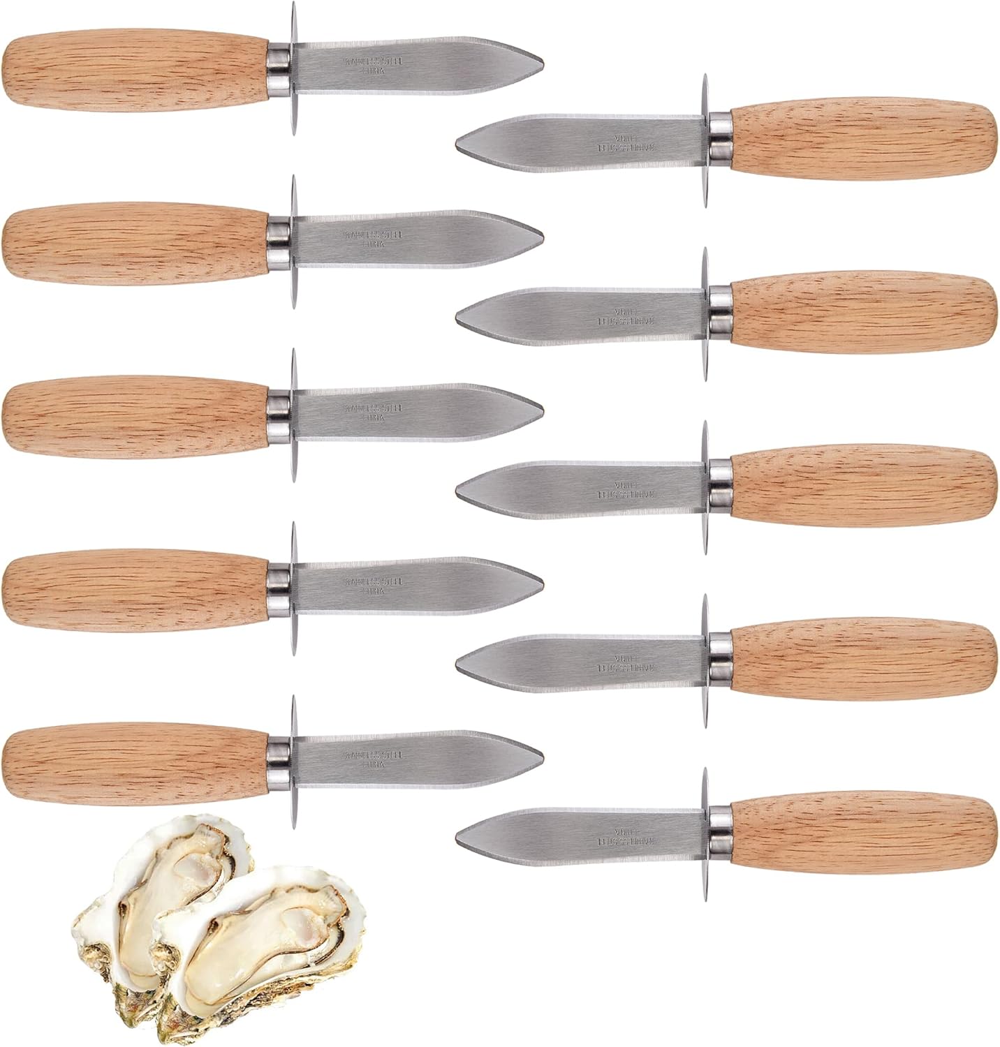 HILAZA 10Pcs Oyster Shucking Knife Bulk, Shucker and Opener Tool