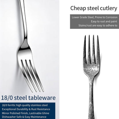 GPY Black Silverware Set, 24-Piece Stainless Steel Flatware Set Service for 4, Titanium Plated Black Eating Utensils, Modern Mirror Finish Cutlery for Kitchen & Home