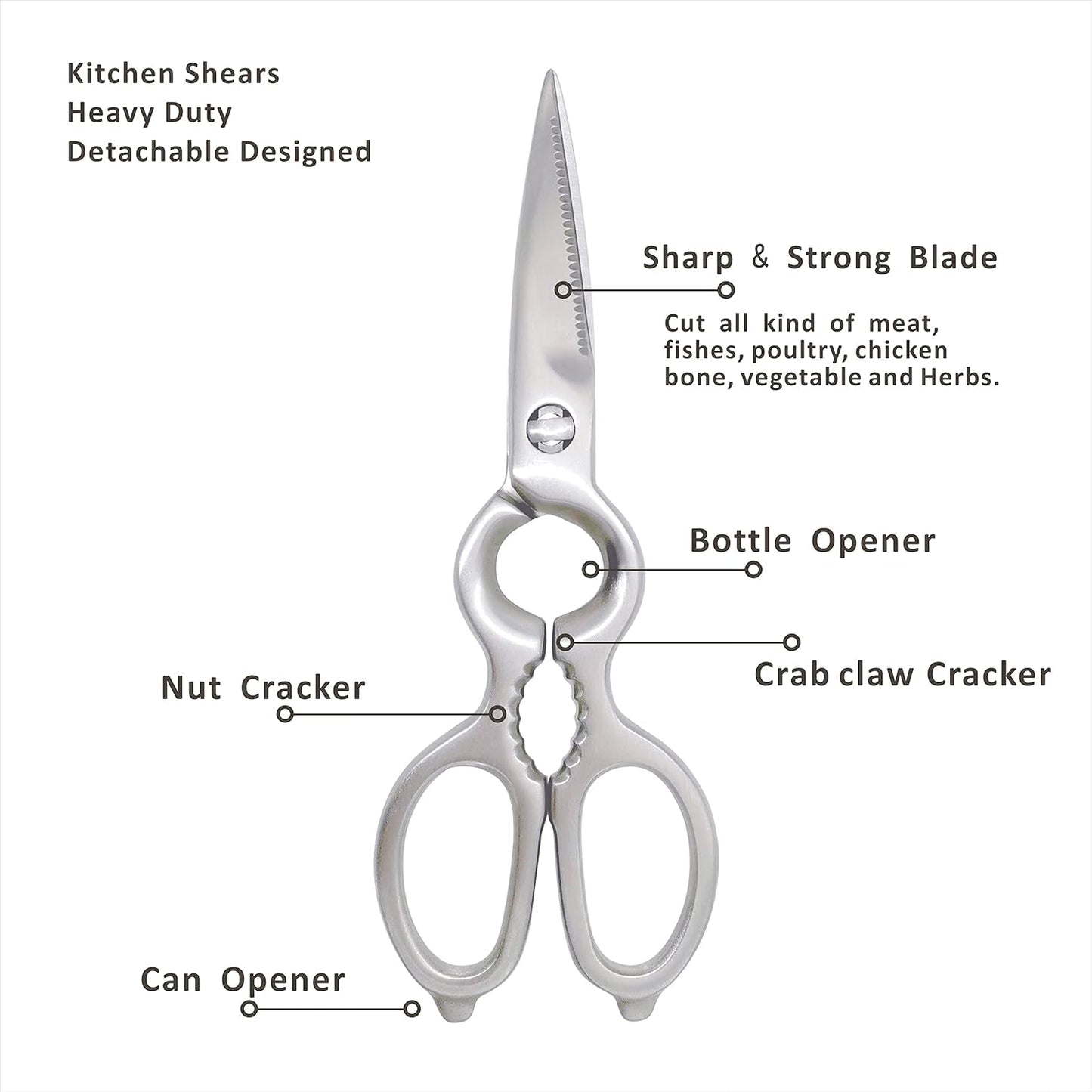 Kitchen Shears - MATTSTONE HILL Kitchen Scissors, Heavy Duty Kitchen Shears, Poultry Shears, All Purpose Stainless Steel Utility Scissors