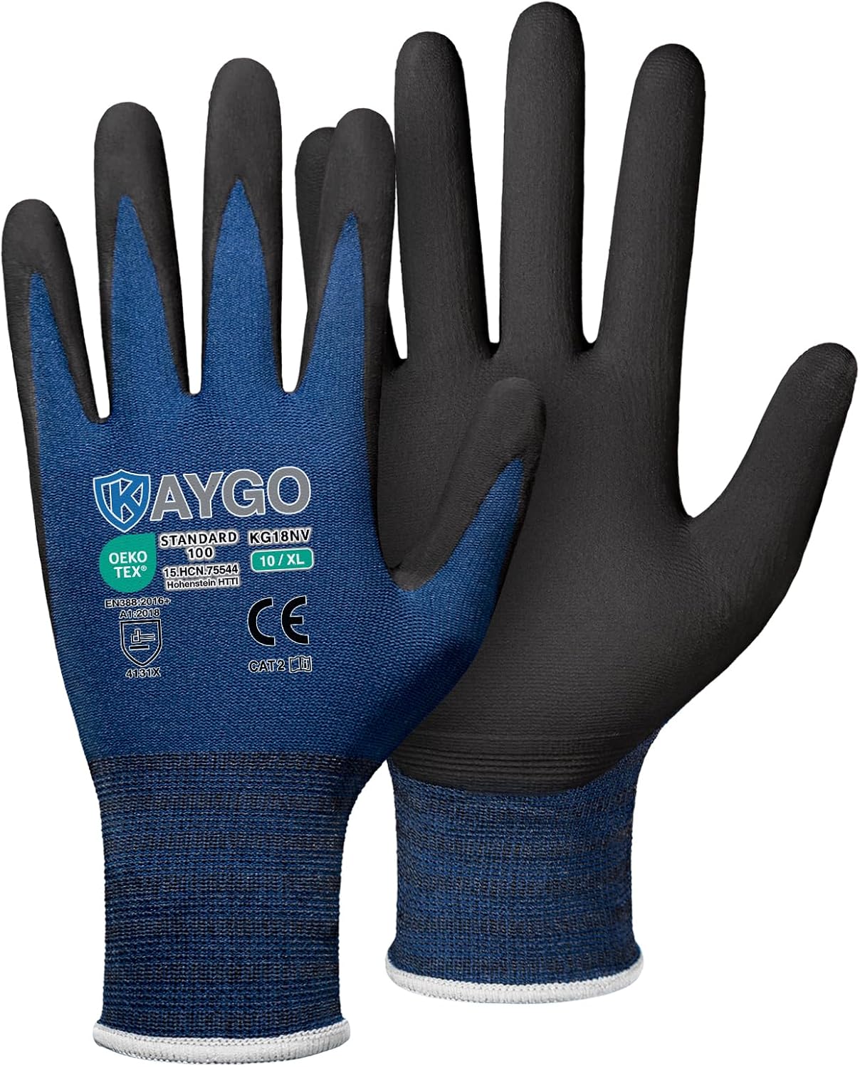 KAYGO Safety Work Gloves MicroFoam Nitrile Coated, 3 Pairs KG18NB,Seamless Knit Nylon Glove for Men and Women, Ideal for Automotive,Warehouse,Construction (Small,Gray)
