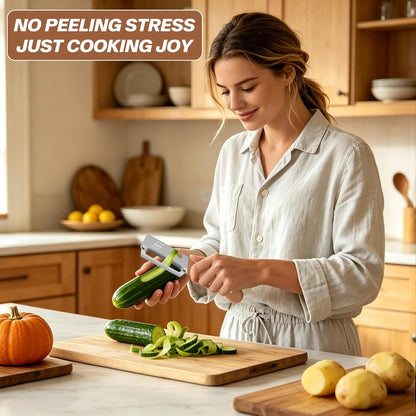 Multi-Functional Vegetable Peeler, Non-Slip Wooden Handle with Sharp Stainless Steel Blade, Built-in Bottle Opener - Perfect Kitchen Peeler For Veggie, Fruit, Potato, Carrot, Apple