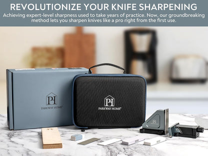 3000 & 6000 Grit Whetstone Plates Set – Extra Fine Corundum Sharpening Stones – Includes Leather Strop & Cleaning Eraser - Compatible Only with Parkway Home Adjustable Rolling Knife Sharpener