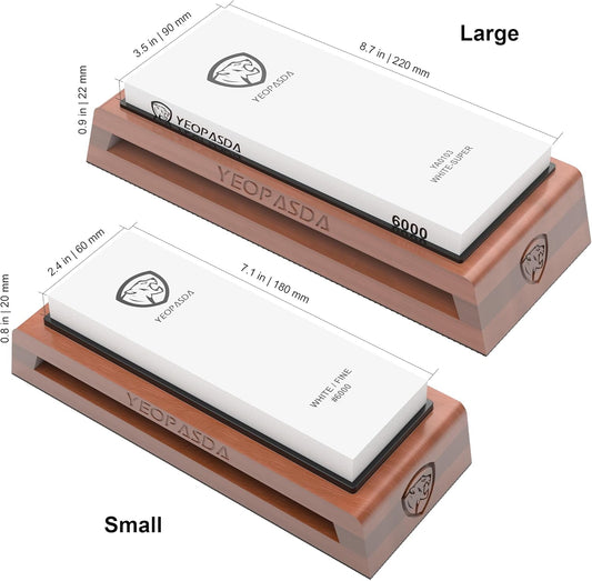 Premium Knife Sharpening Stone Kit - YeopAsda 3 Sides Grit 400/1000/6000 Whetstones - Knife Sharpener Stone with Non-Slip Wood Base, Angle Guide & Cut Resistant Gloves