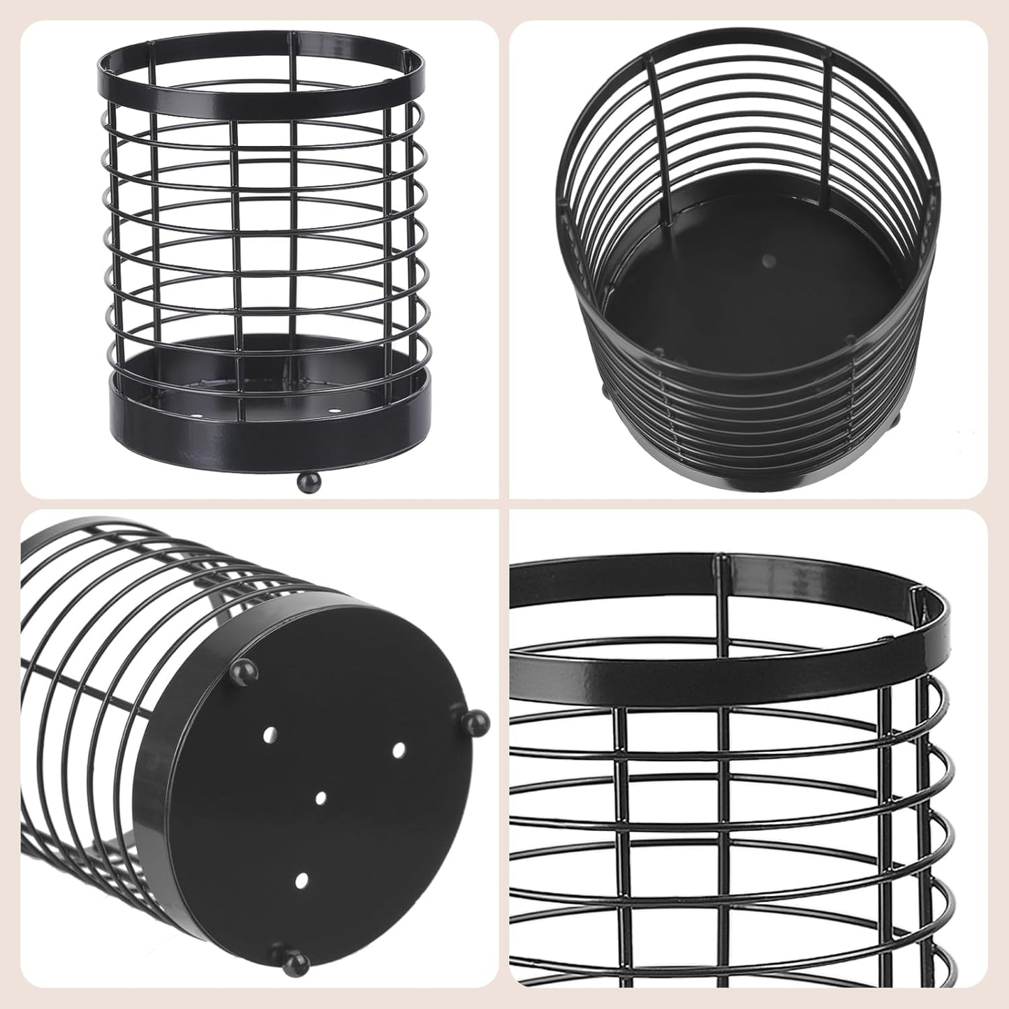 Utensil Holder for Kitchen Counter, Stainless Steel Utensil Crock for Cooking Tools, Spatula, Silverware Forks, Knives, Spoons Countertop Organizer