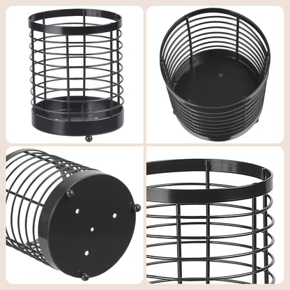 Utensil Holder for Kitchen Counter, Stainless Steel Utensil Crock for Cooking Tools, Spatula, Silverware Forks, Knives, Spoons Countertop Organizer
