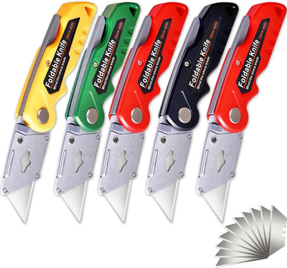 12 Pack Box Cutter, Folding Utility Knife with Extra 20Pcs Blades, Box Cutters with Comfortable Handle, Razor Sharp Blade for Cartons, Cardboard, Boxes and Rope
